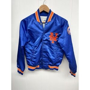 Vintage 1980s Pyramid New York Mets Stitched Satin Bomber Jacket Size Youth M